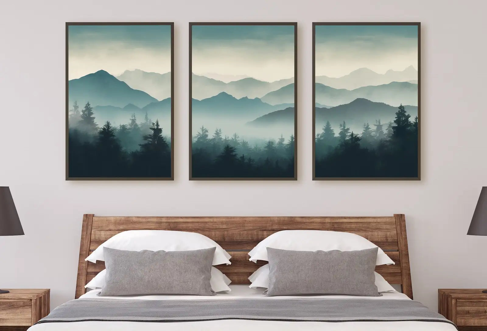 Mountain Print Set of 3. Abstract Landscape Watercolor Mountain. Nature Prints. Modern Minimal Wall Decor. Digital Pine Forest wall Art – Printable Wall Art Set (Digital Download) – Digital Download