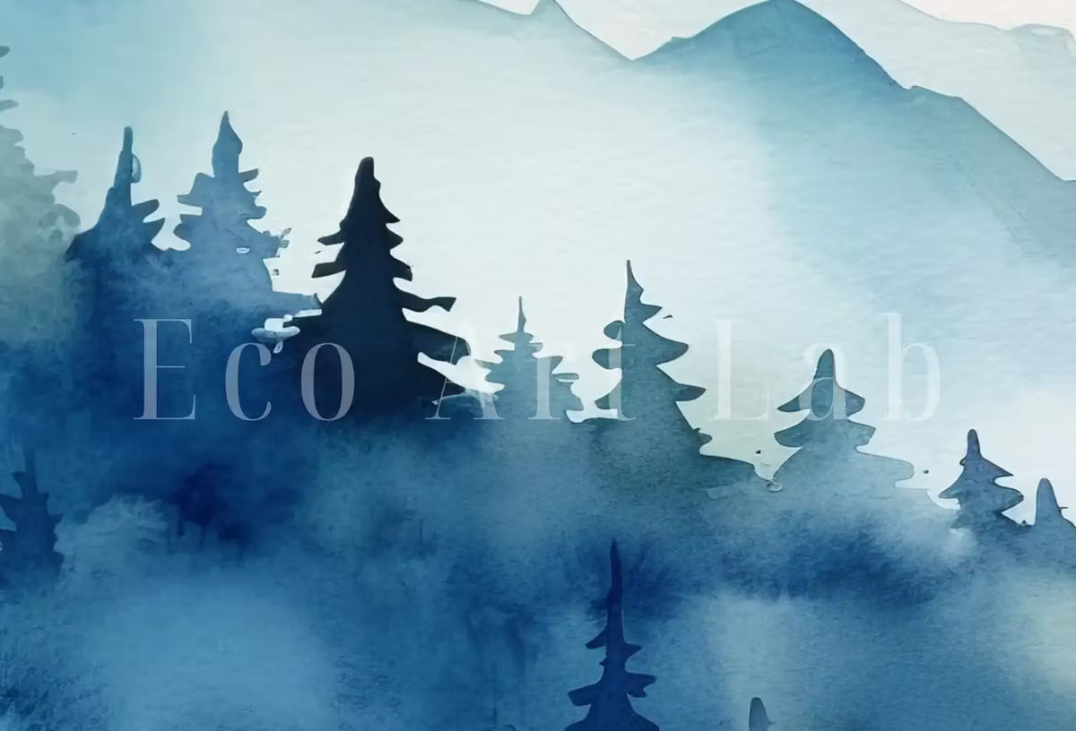 Mountain Print Set of 3 | Watercolor Blue Mountain | Abstract Landscape | Nature Print Set | Modern Minimal Decor | Pine Forest Wall Art – Printable Wall Art Set