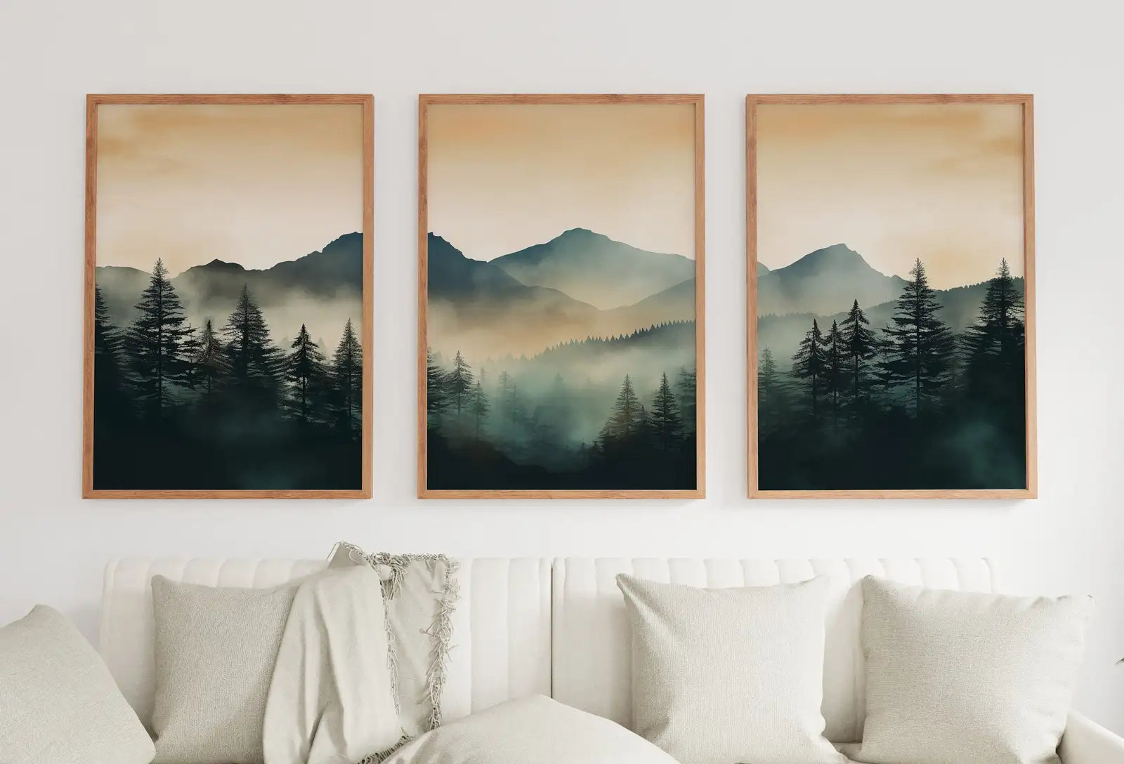 Mountain Prints Set of 3. Nature Prints Set. Watercolor Green Mountain. Abstract Landscape. Modern Minimal Wall Decor. Pine Forest wall Art – Printable Wall Art Set (Digital Download)
