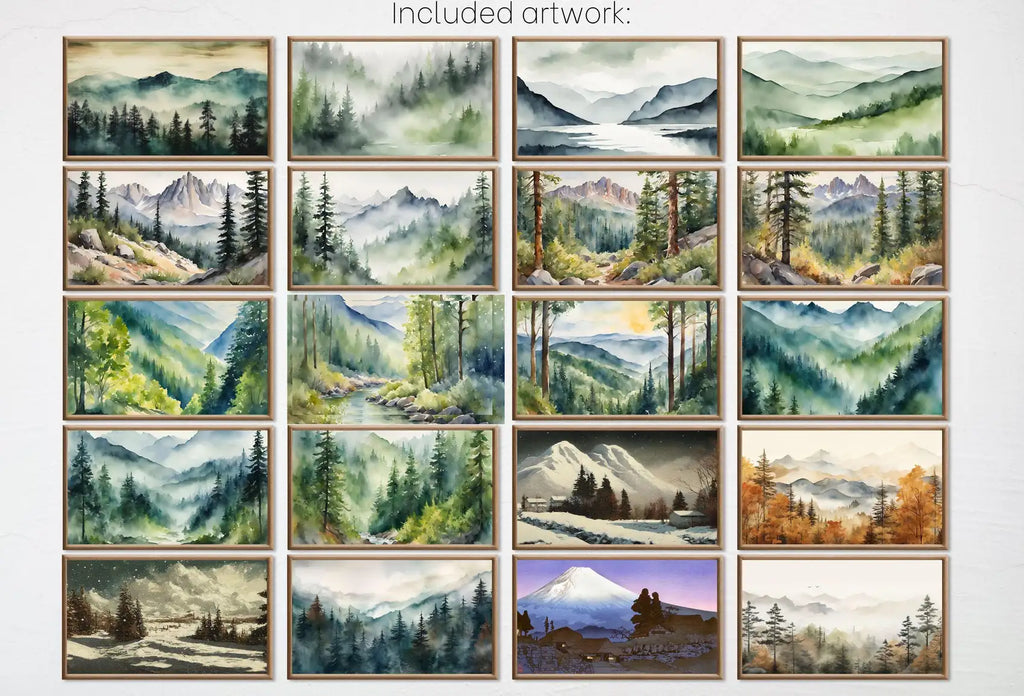 Mountain Wall Art - Samsung Frame TV Art Set. Mountain Landscape Paintings. Original Artwork . Instant Download Frame TV Art Set of 40 – Frame TV Art Set (Digital Download)