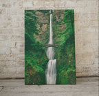 Detail view of artwork from Multnomah Falls Painting Printable Wall Art. Instant Download Print of a Waterfall with Bridge in the Woods. Nature Print Home Decor. (variation 1)