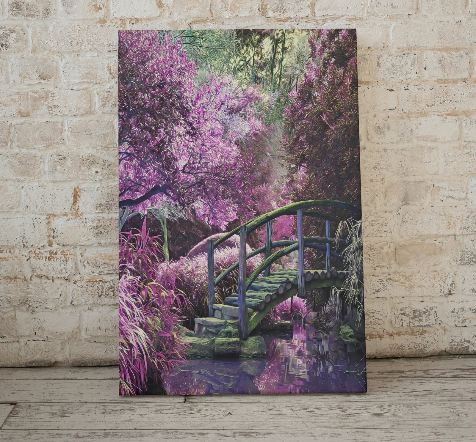 Detail view of artwork from Mystical Garden Colorful Digital Painting. Floral Decor Botanical Landscape Painting. Spring Garden Print Flowers Contemporary Printable Art. (variation 1)