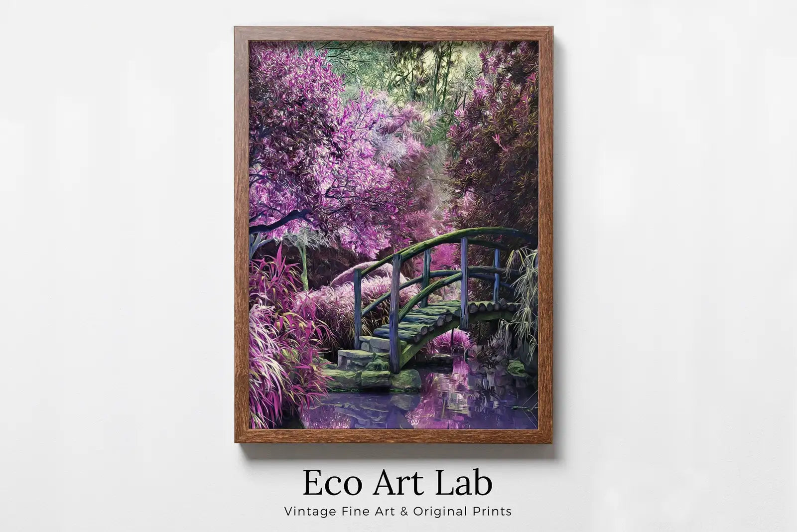 Framed view of Mystical Garden Colorful Digital Painting. Floral Decor Botanical Landscape Painting. Spring Garden Print Flowers Contemporary Printable Art – printable wall art digital download.