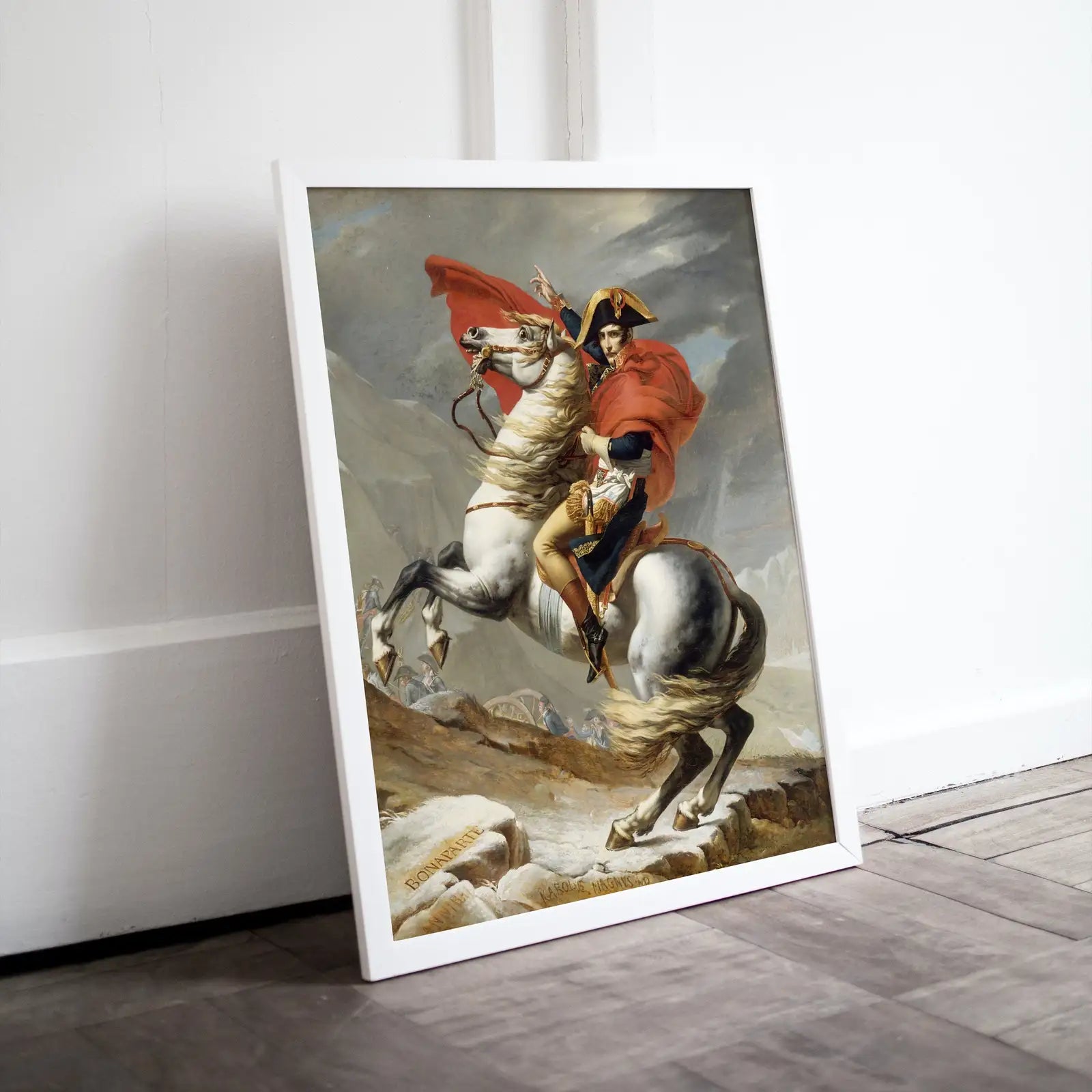 Included artwork preview showing first selection of artworks from Napoleon Bonaparte Crossing The Alps. Red Cape Version. Famous Historical Poster Print. Printable Wall Art. French History Art Reproduction.