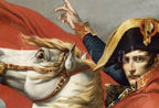 Detail view of artwork from Napoleon Bonaparte Crossing The Alps. Red Cape Version. Famous Historical Poster Print. Printable Wall Art. French History Art Reproduction. (variation 1)