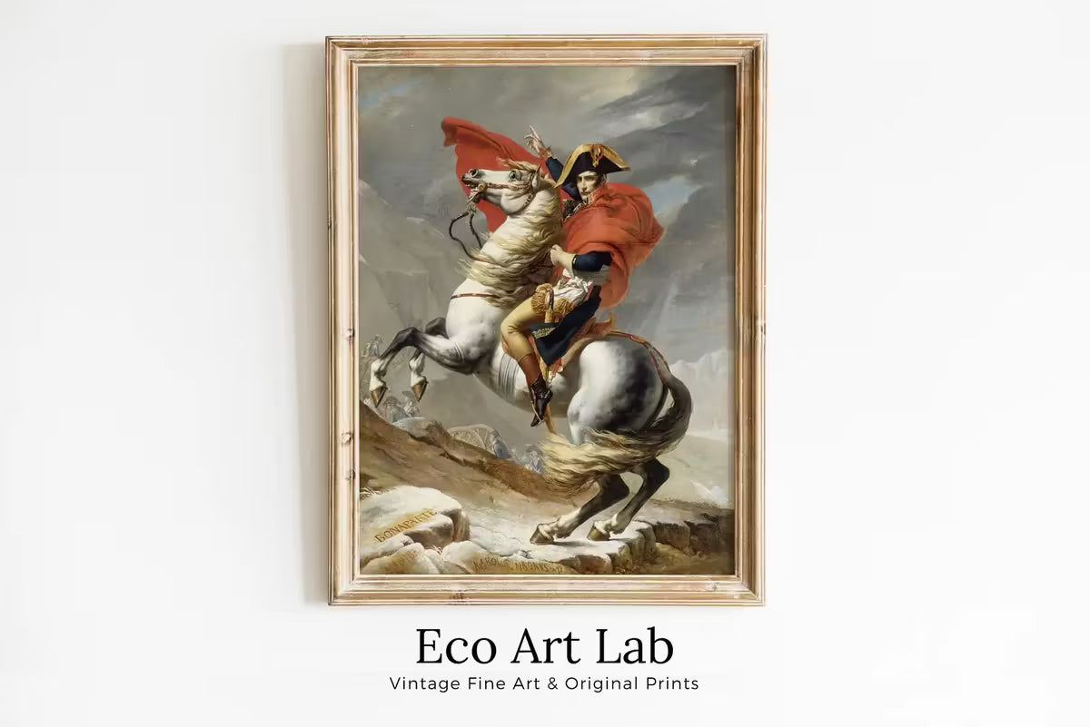 Napoleon Bonaparte Crossing The Alps. Red Cape Version. Famous Historical Poster Print. Printable Wall Art. French History Art Reproduction – Printable Wall Art