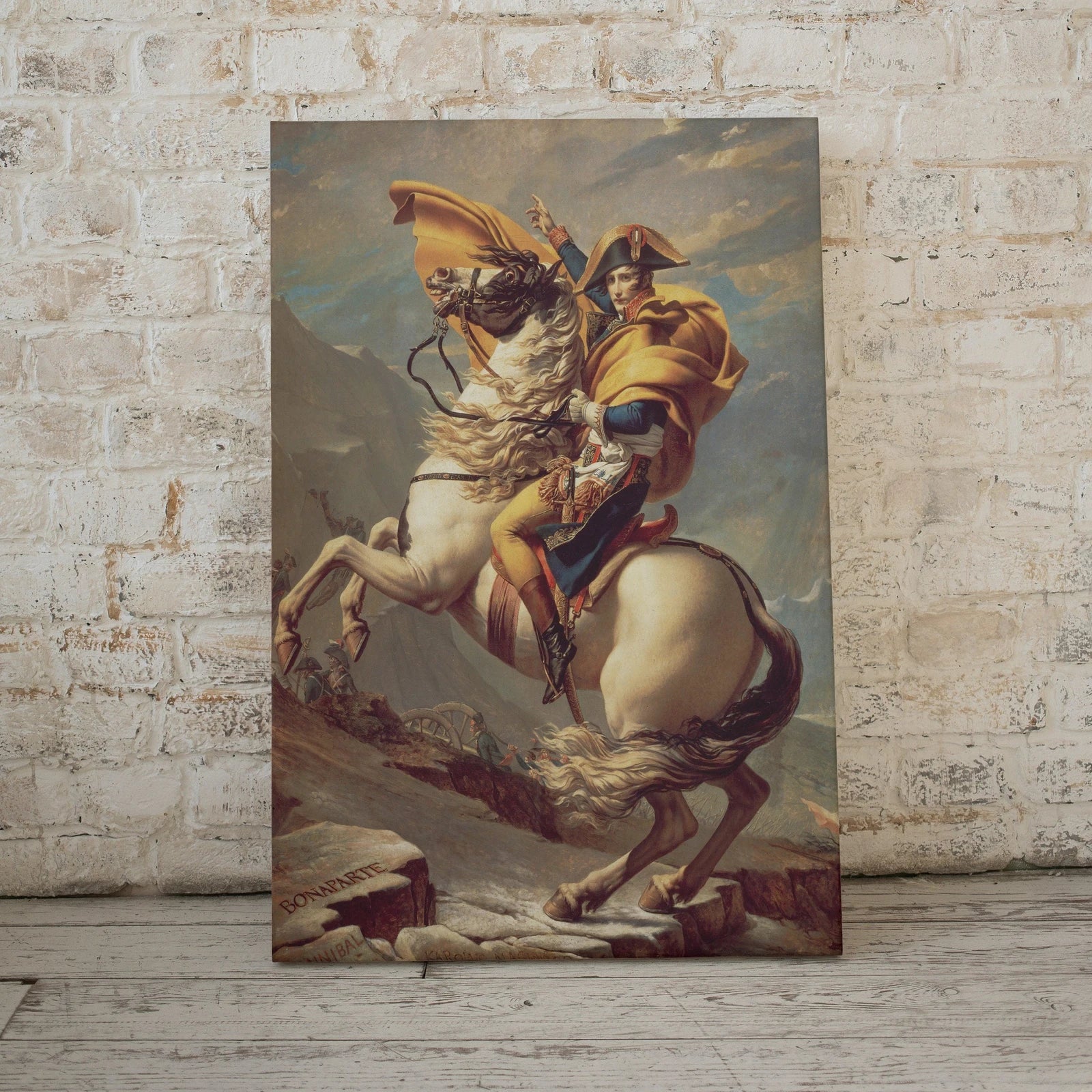 Second included artwork preview from Napoleon Bonaparte Crossing The Alps. Yellow Cape Version. Printable Wall Art. French History Art Reproduction. Famous Historical Poster featuring various scenes.