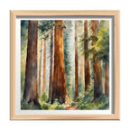 Nature Watercolor Art Printable I Sequoia Forest Wall Decor I Modern Square Home Decor – Printable Wall Art