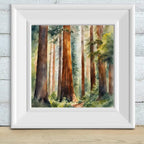 Nature Watercolor Art Printable I Sequoia Forest Wall Decor I Modern Square Home Decor – Printable Wall Art