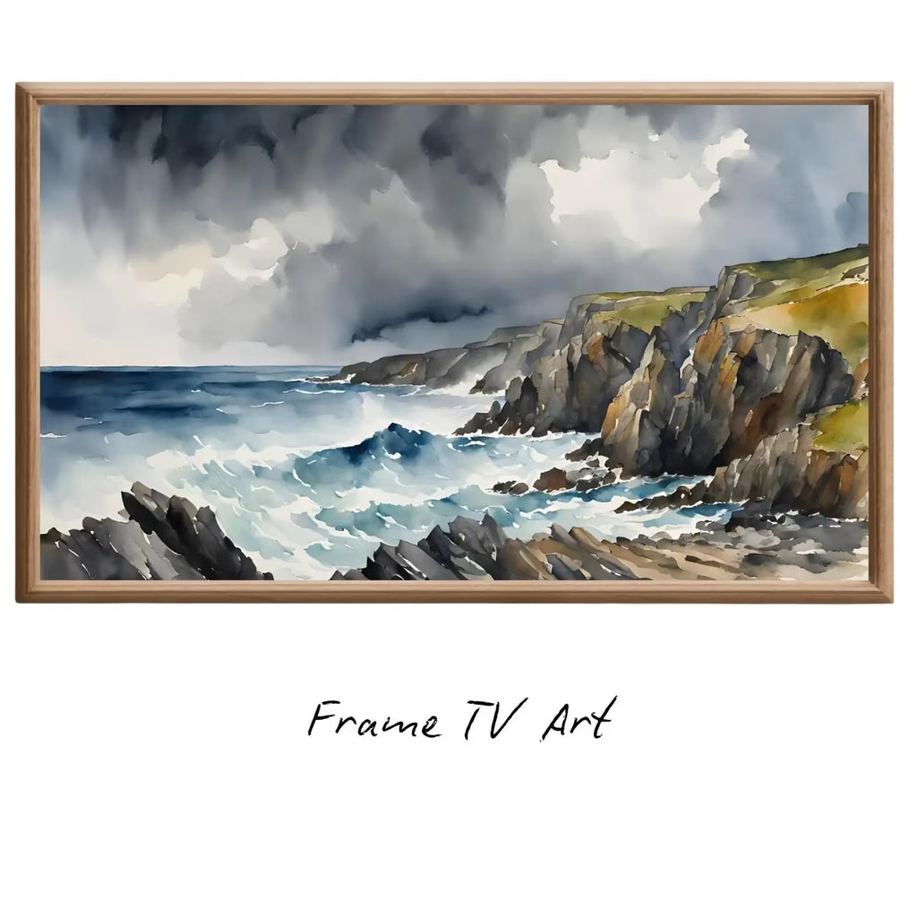 Nautical Decor Frame TV Art. Coastal Home 4K Wall Art. Watercolor Landscape Ocean Scene. – Frame TV  Art