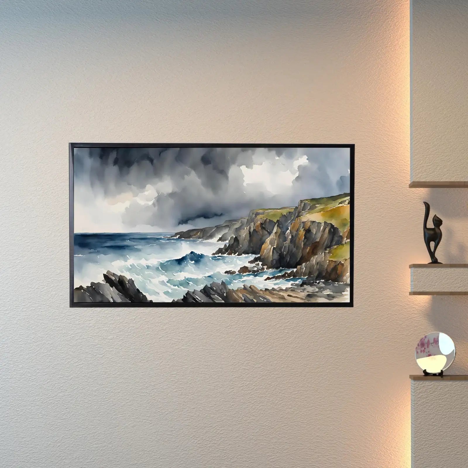 Nautical Decor Frame TV Art. Coastal Home 4K Wall Art. Watercolor Landscape Ocean Scene. – Frame TV Digital Download Art – Digital Download