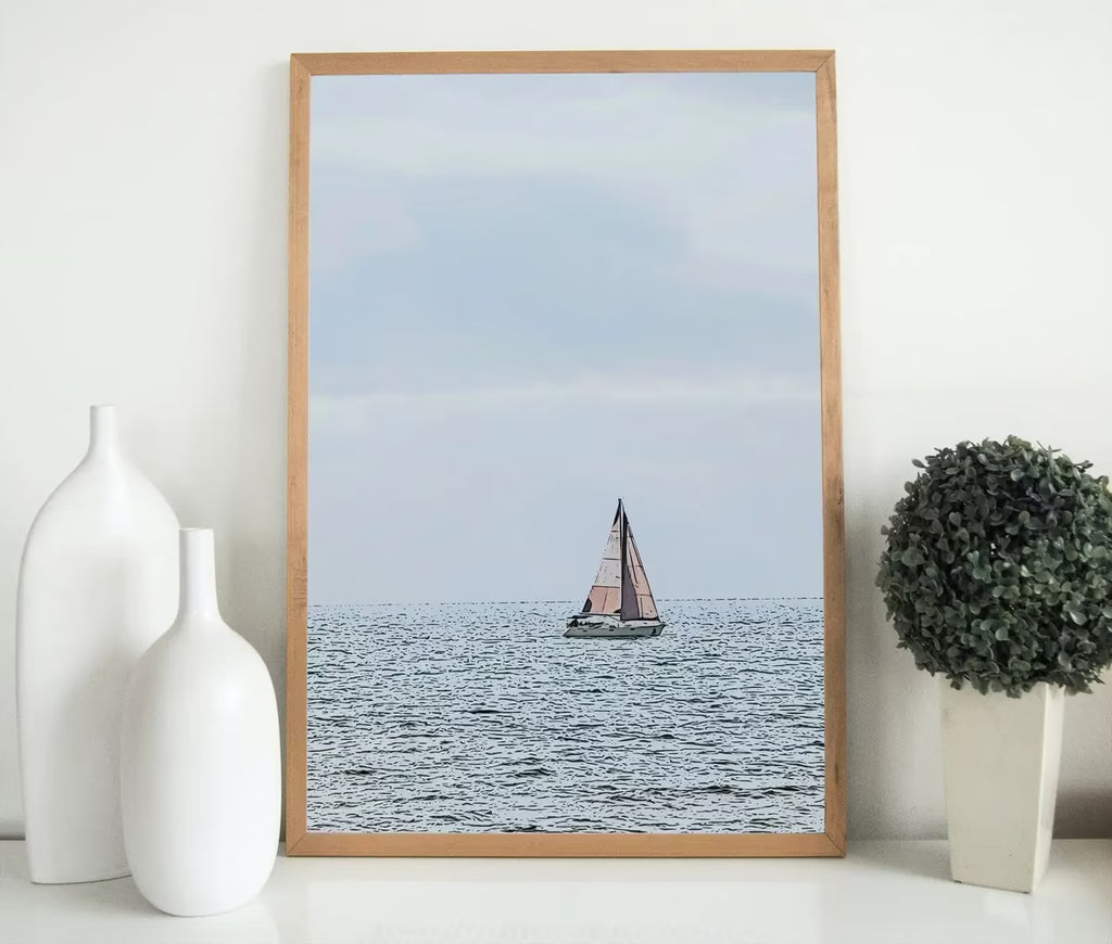 Nautical Wall Art Sailboat Painting. Instant Download Sailboat Print. Digital Painting of Boats. Boat Artwork. Printable Sailing Artwork – Printable Wall Art