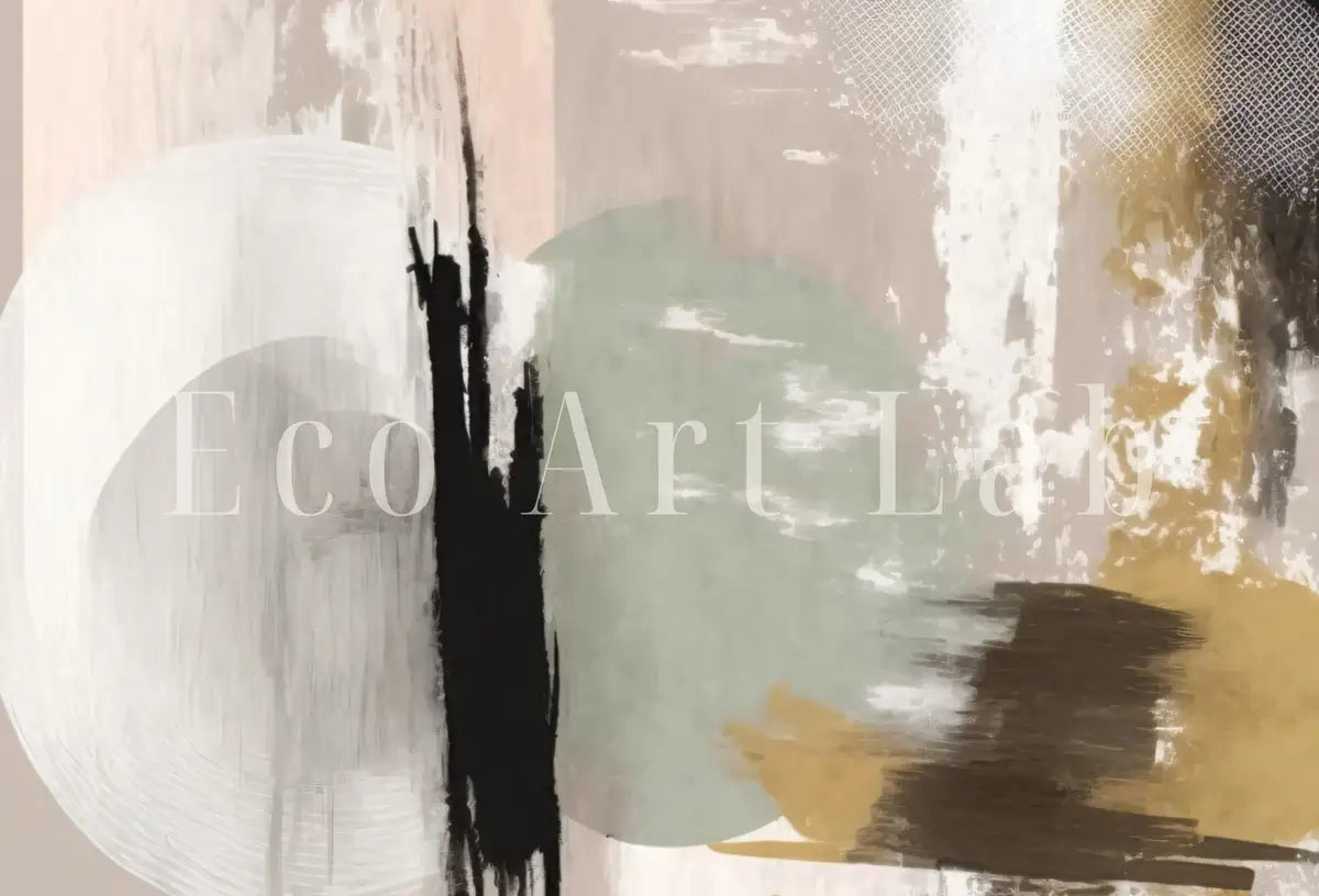 Ensemble de 2 tableaux imprimables d’art abstrait moderne neutre. Tableaux abstraits minimalistes noir et beige. Mur de galerie neutre. Décoration murale Japandi.