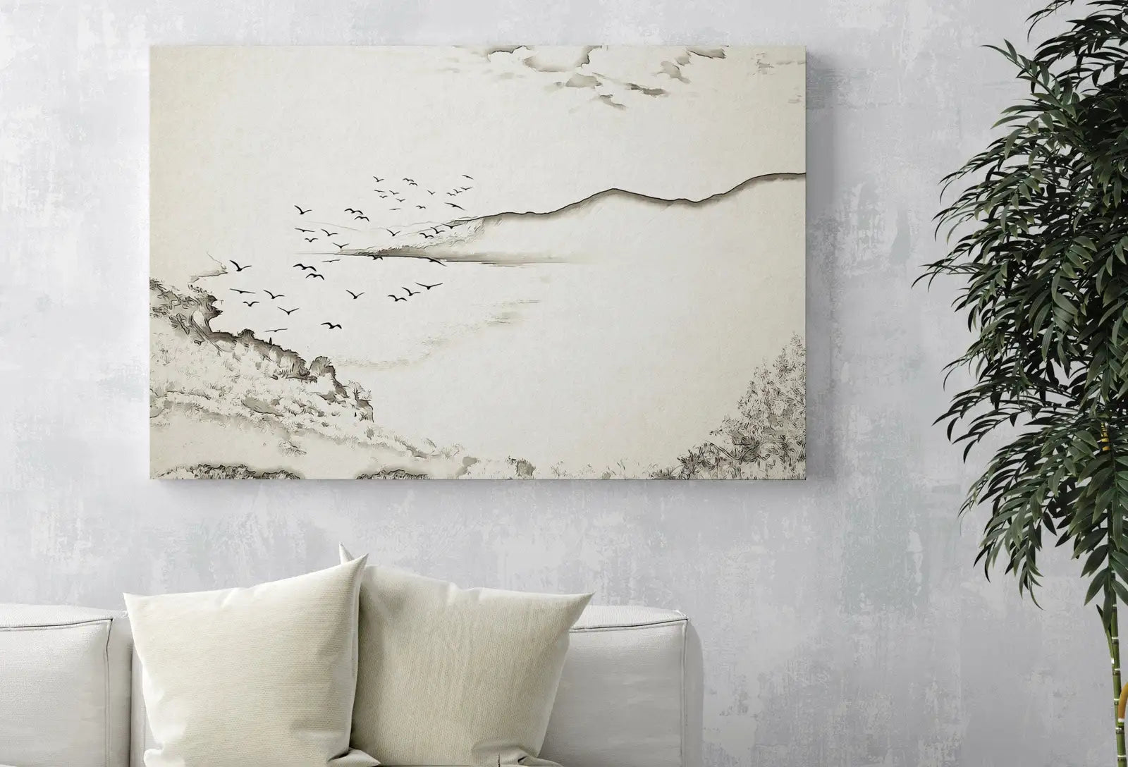 Second included artwork preview from Neutral Beach Art Print Muted Coastal Painting. Minimalist Mountain Wall Art. Abstract Mountains Landscape Poster. Soft Aesthetic Beach Art featuring various scenes.