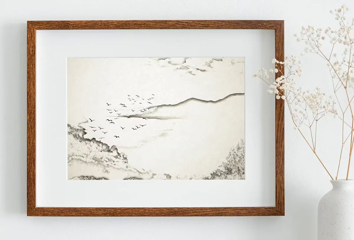 Neutral Beach Art Print Muted Coastal Painting. Minimalist Mountain Wall Art. Abstract Mountains Landscape Poster. Soft Aesthetic Beach Art – Printable Wall Art