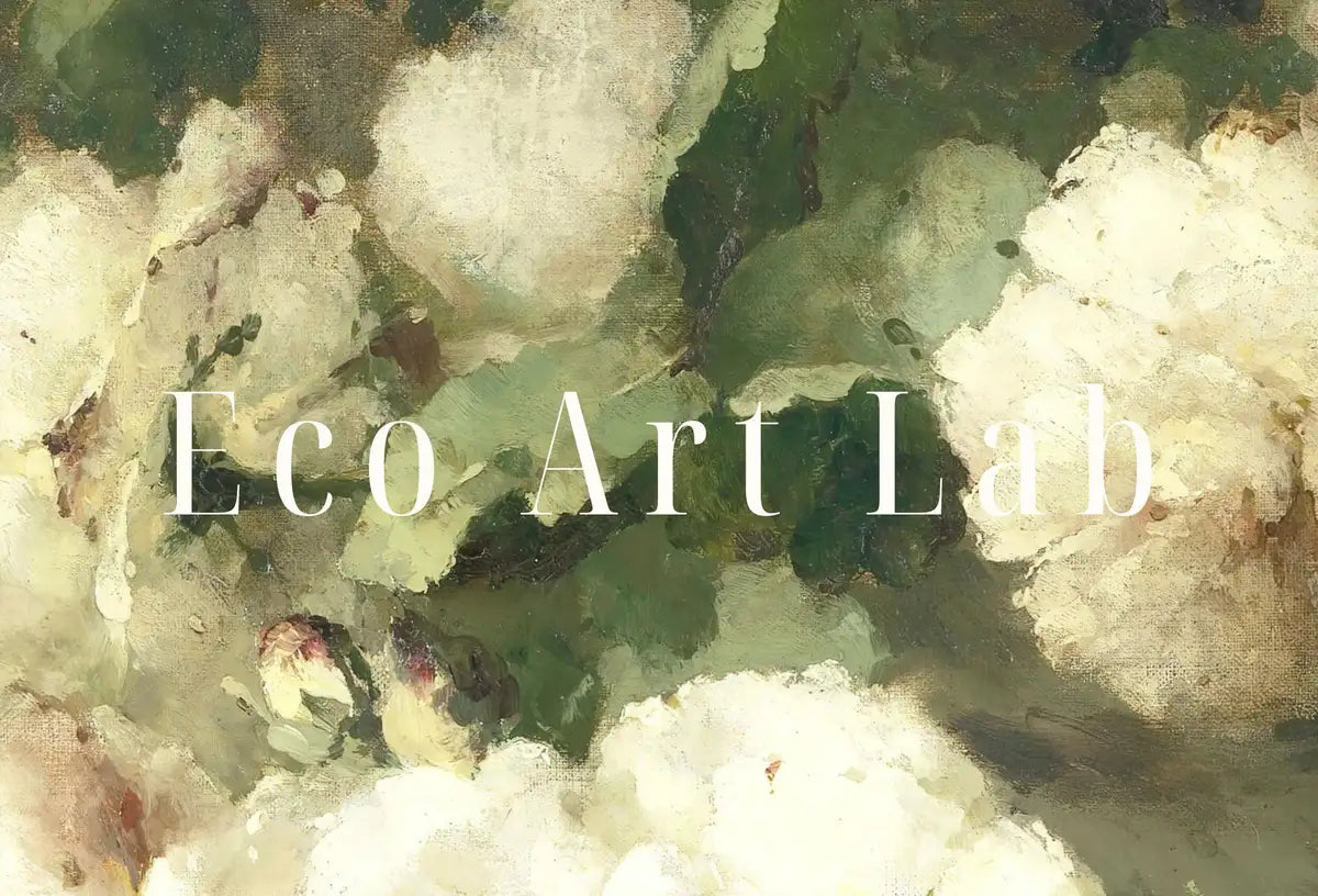 Detail view of artwork from Neutral Flower Print. Flowers Still Life. Floral Painting Vintage Art. Neutral Wall Art. Cottage core Decor. (variation 2)