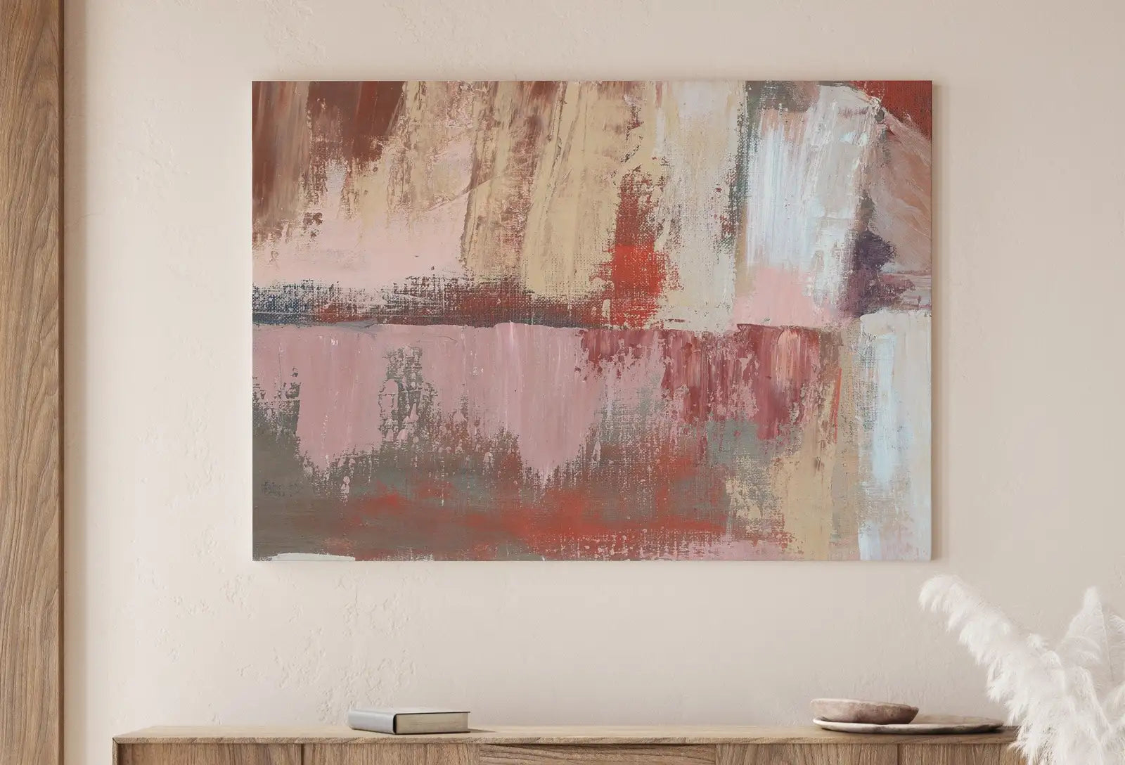 Framed view of Neutral Tones Abstract Painting Printable Wall Art. Muted Abstract Wall Art Download. Abstract Digital Art Prints for Bedroom or Living Room – printable wall art digital download.