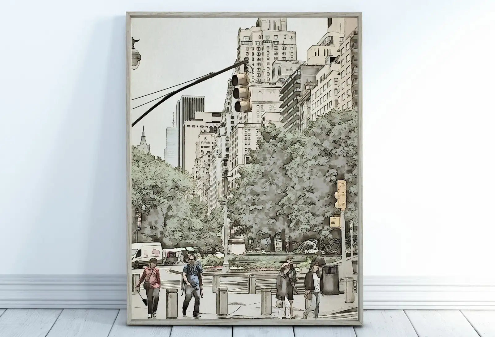 Included artwork preview showing first selection of artworks from New York City Street View Urban Landscape Painting, Printable Wall Art, for Home or Office Decor, Print Digital Art Instant Download.