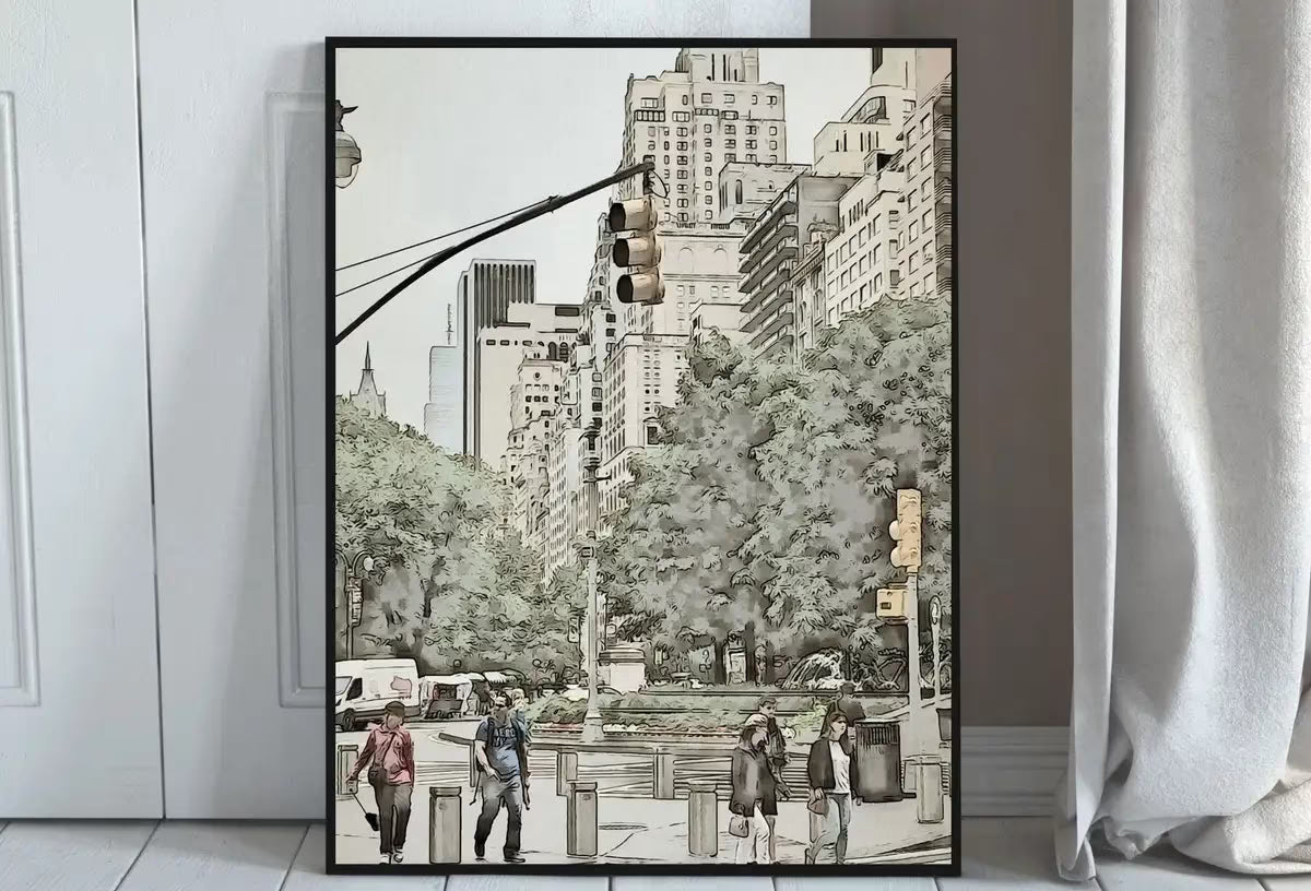 New York City Street View Urban Landscape Painting, Printable Wall Art, for Home or Office Decor, Print Digital Art Instant Download – Printable Wall Art