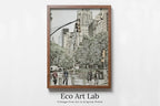 Framed view of New York City Street View Urban Landscape Painting, Printable Wall Art, for Home or Office Decor, Print Digital Art Instant Download – printable wall art digital download.