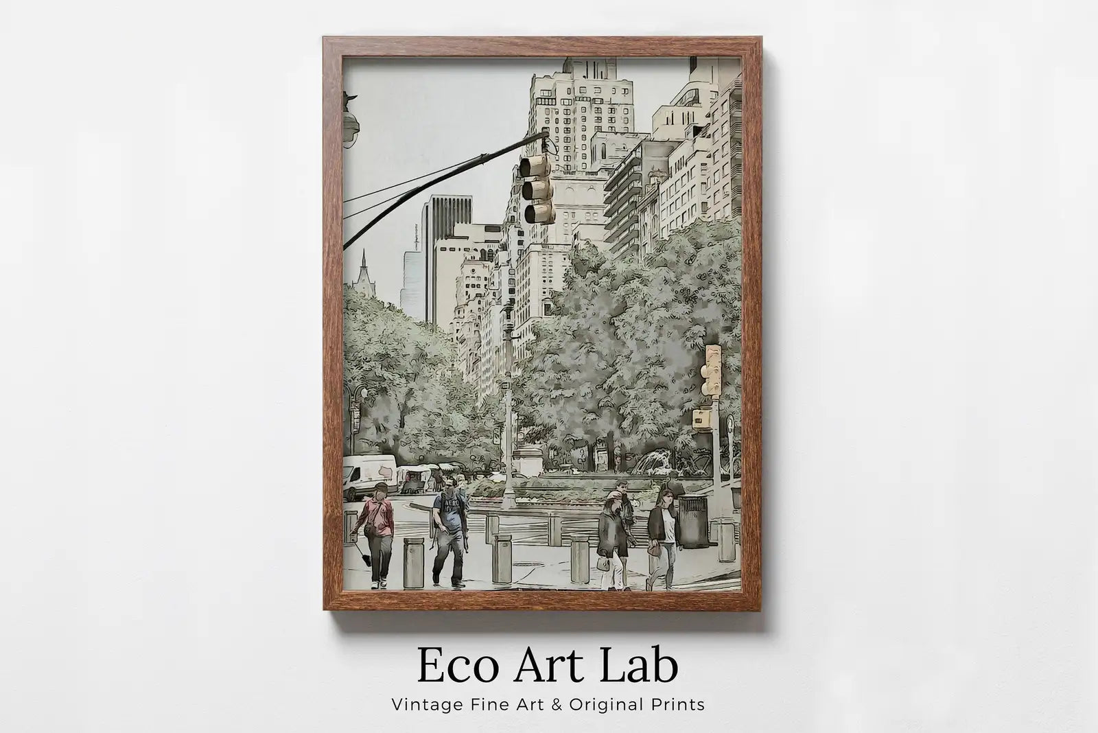 Framed view of New York City Street View Urban Landscape Painting, Printable Wall Art, for Home or Office Decor, Print Digital Art Instant Download – printable wall art digital download.