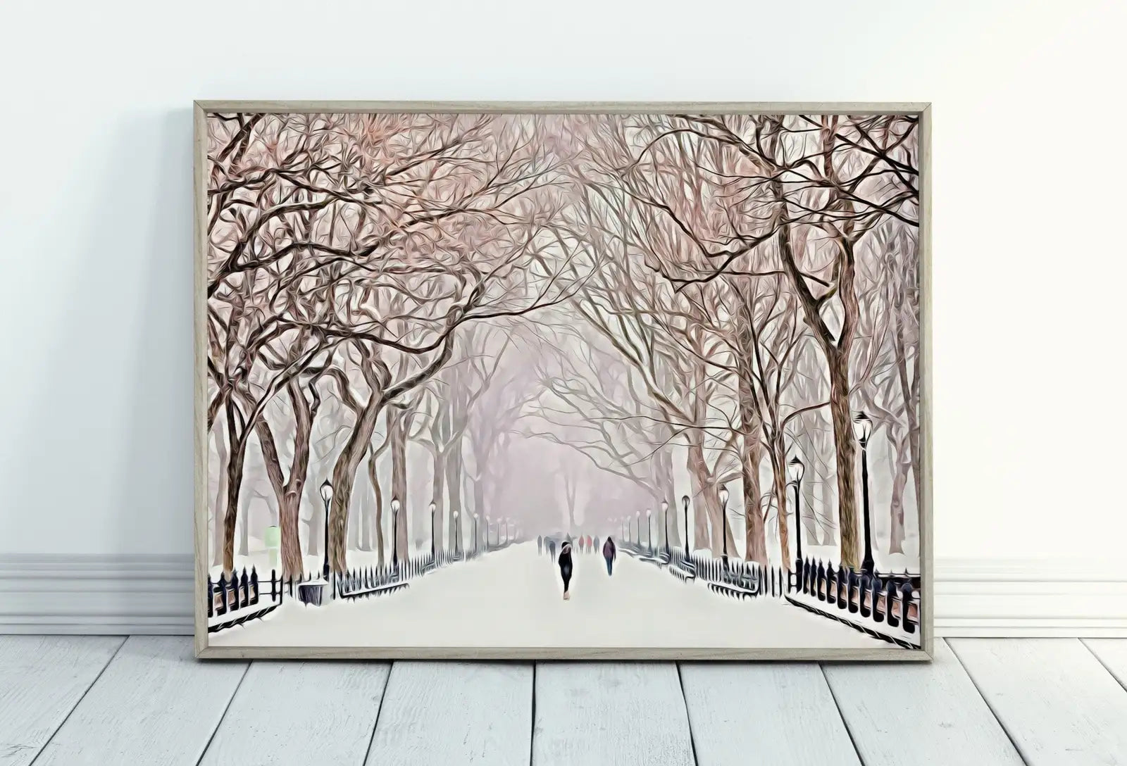 Included artwork preview showing first selection of artworks from New York Print Central Park in the Snow Printable Wall Art, New York City Print Digital Art Instant Download Winter Prints Evening Landscape.