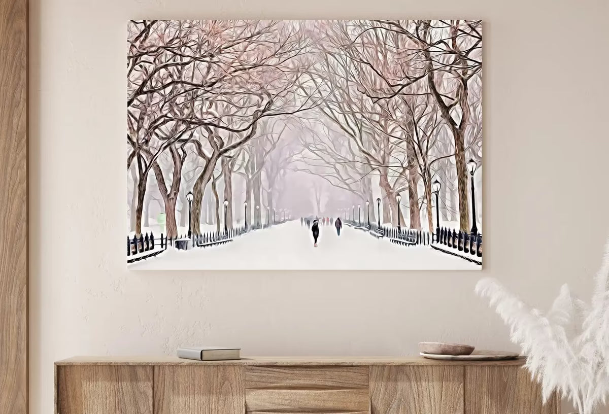 New York Print Central Park in the Snow Printable Wall Art, New York City Print Digital Art Instant Download Winter Prints Evening Landscape – Printable Wall Art