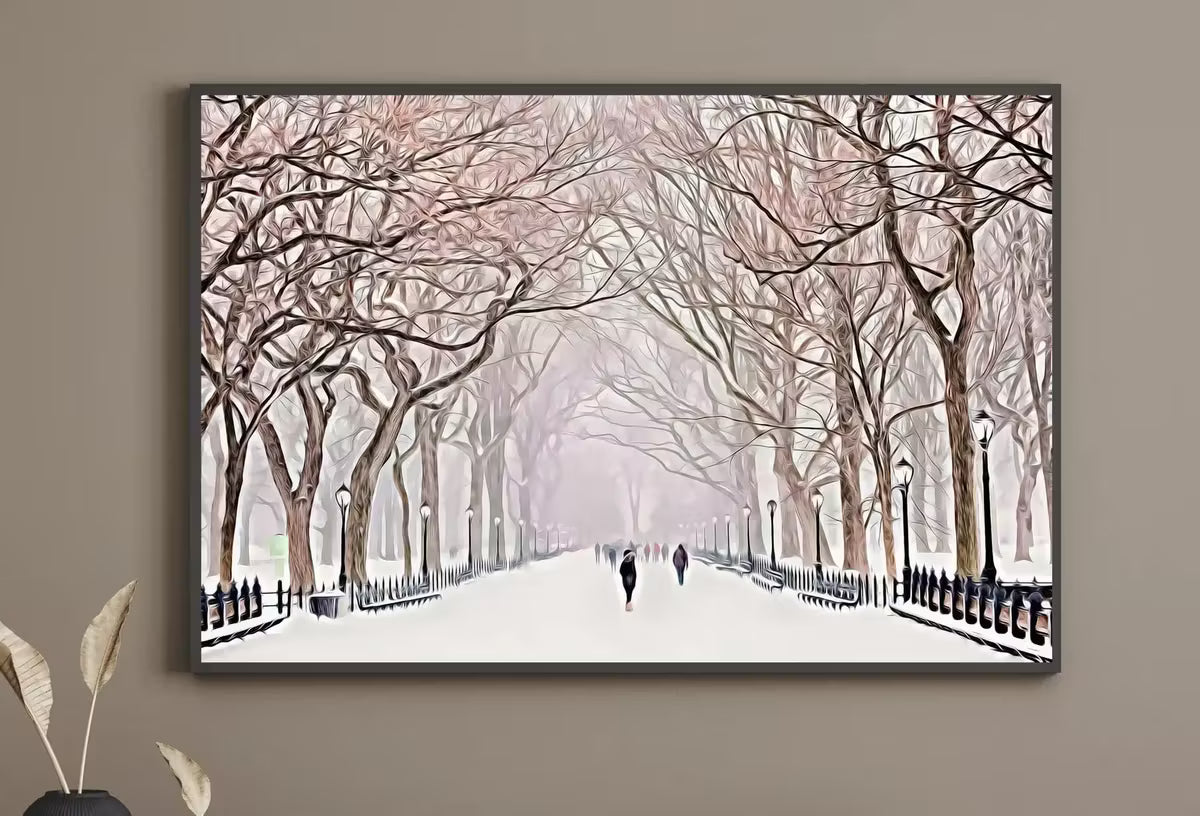 New York Print Central Park in the Snow Printable Wall Art, New York City Print Digital Art Instant Download Winter Prints Evening Landscape – Printable Wall Art