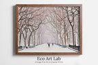 Framed view of New York Print Central Park in the Snow Printable Wall Art, New York City Print Digital Art Instant Download Winter Prints Evening Landscape – printable wall art digital download.
