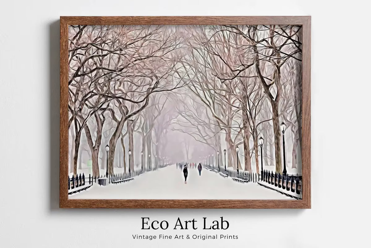 New York Print Central Park in the Snow Printable Wall Art, New York City Print Digital Art Instant Download Winter Prints Evening Landscape – Printable Wall Art