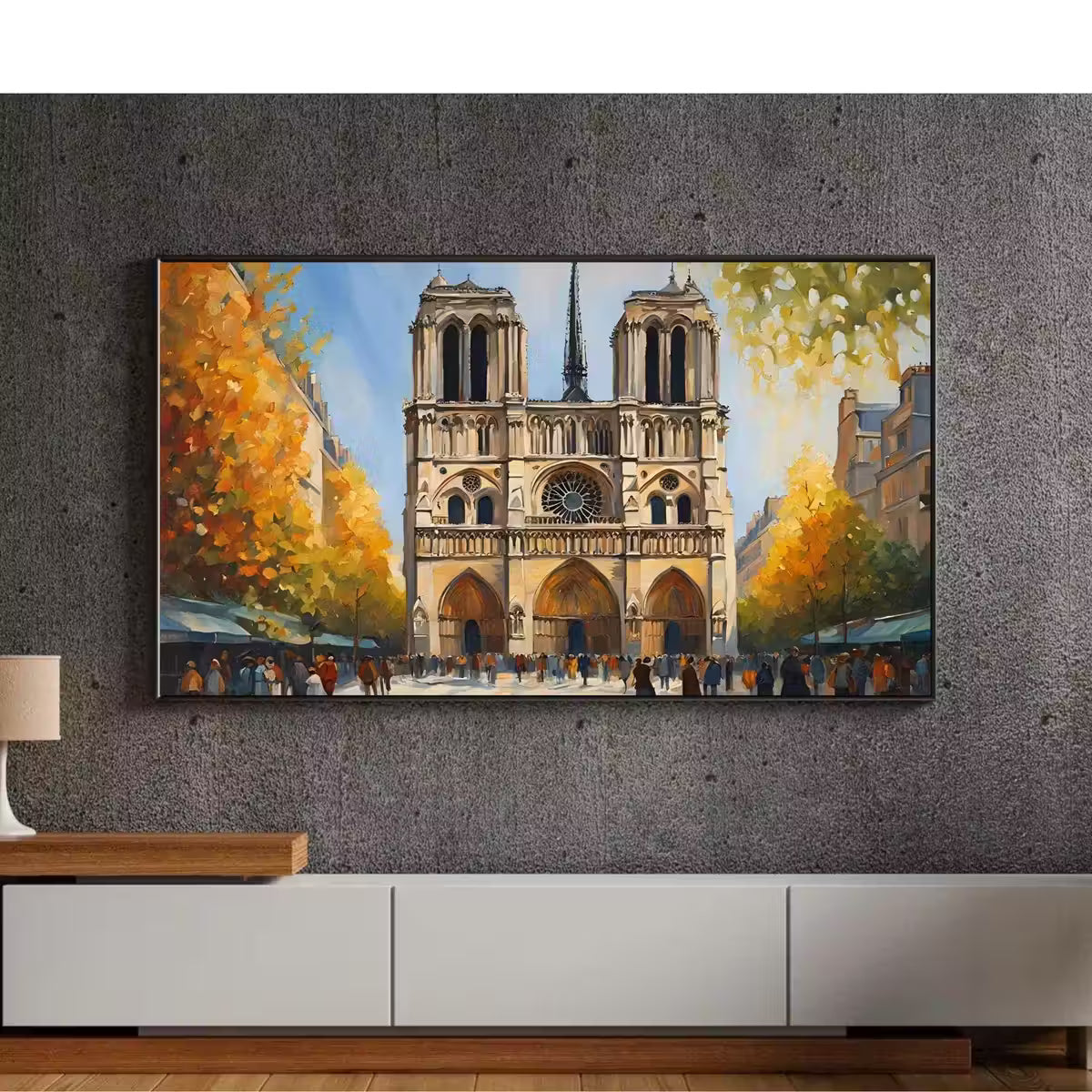 Notre Dame Art for Samsung Frame TV | Autumn Colors Cathedral Decor | Unique Design Fall Watercolor Artwork – Frame TV  Art