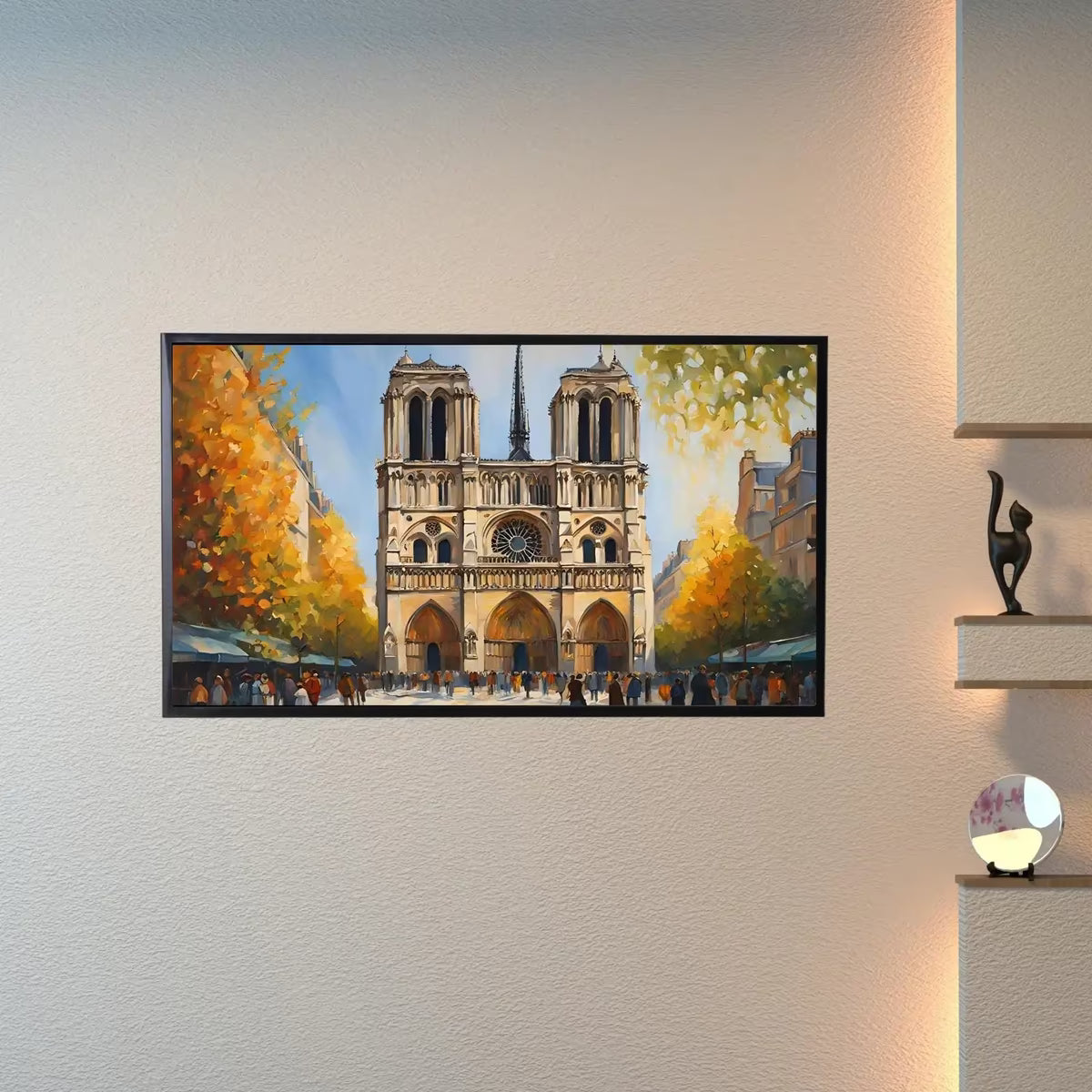 Notre Dame Art for Samsung Frame TV | Autumn Colors Cathedral Decor | Unique Design Fall Watercolor Artwork – Frame TV  Art