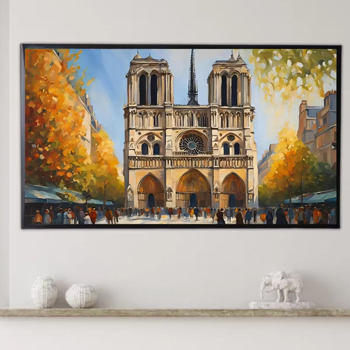Notre Dame Art for Samsung Frame TV | Autumn Colors Cathedral Decor | Unique Design Fall Watercolor Artwork – Frame TV  Art