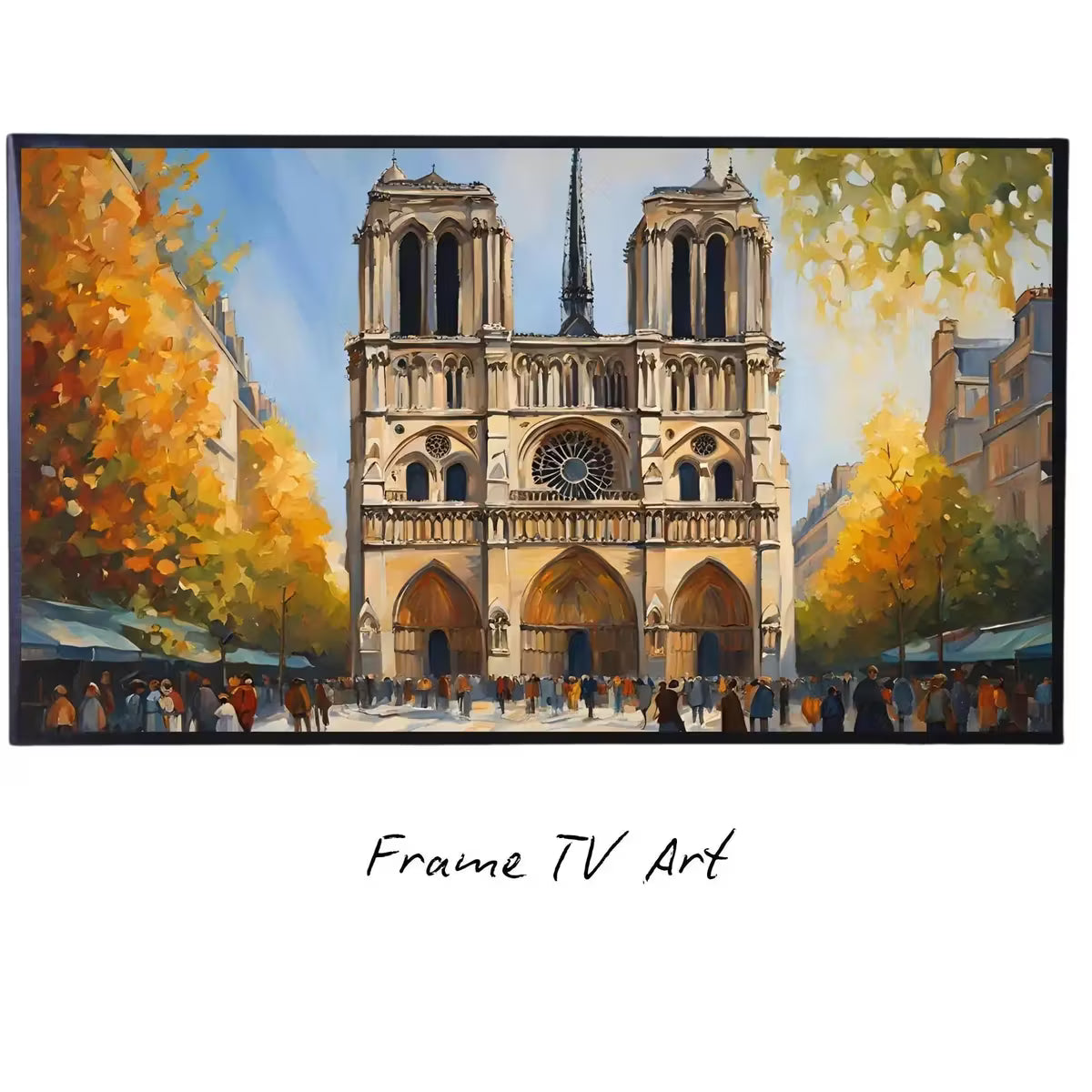 Notre Dame Art for Samsung Frame TV | Autumn Colors Cathedral Decor | Unique Design Fall Watercolor Artwork – Frame TV  Art