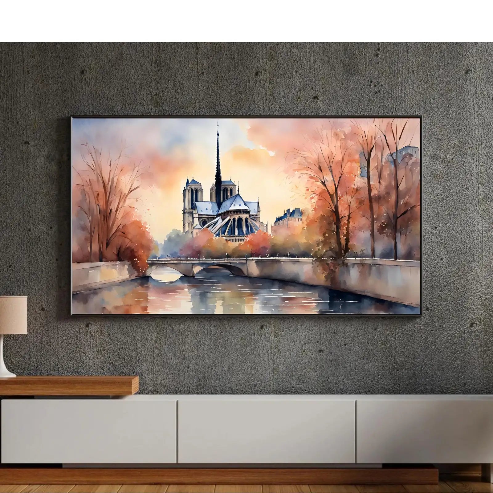 Notre Dame Art for Samsung Frame TV | Cathedral Decor for Frame TV | Paris Scene Watercolor Design for Home Display – Frame TV Digital Download Art – Digital Download