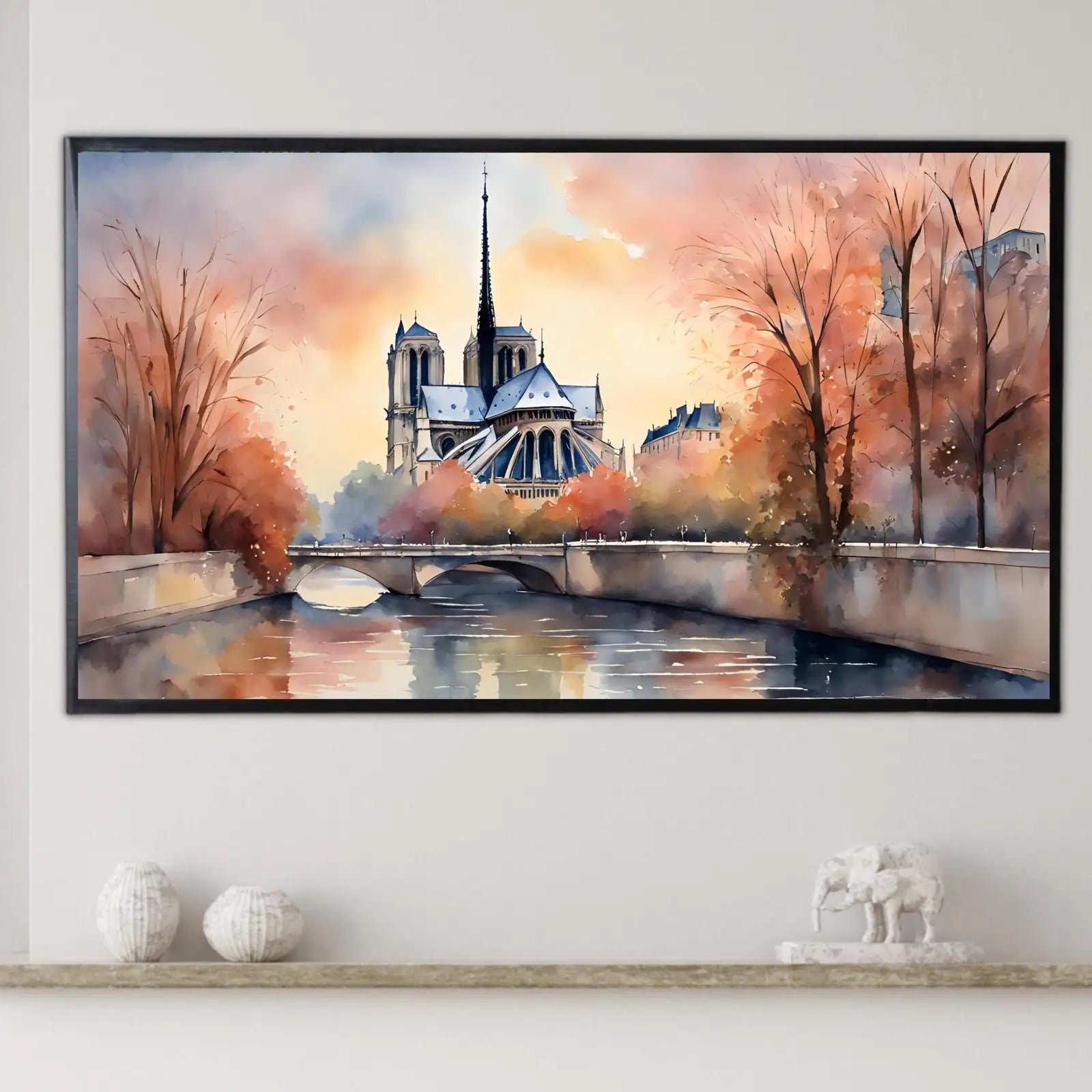 Notre Dame Art for Samsung Frame TV | Cathedral Decor for Frame TV | Paris Scene Watercolor Design for Home Display – Frame TV Digital Download Art – Digital Download