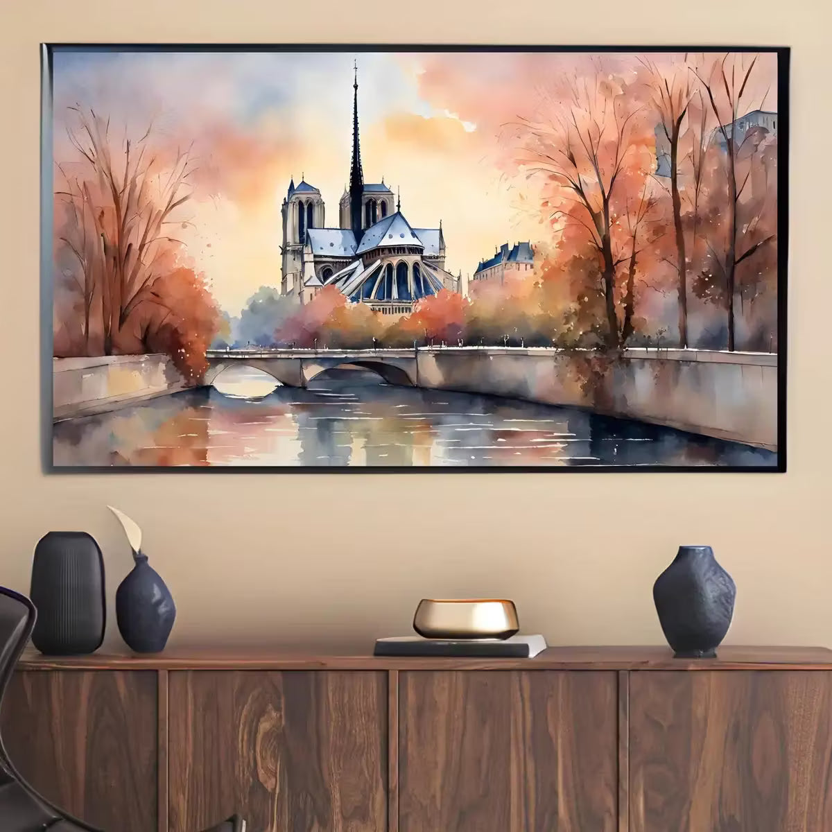 Notre Dame Art for Samsung Frame TV | Cathedral Decor for Frame TV | Paris Scene Watercolor Design for Home Display – Frame TV  Art