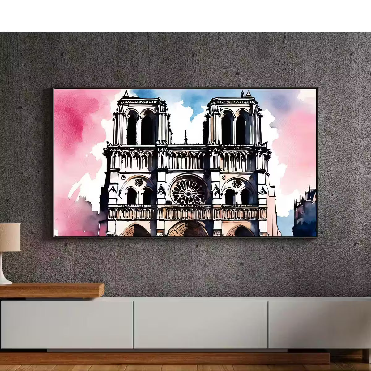 Notre Dame Art For Samsung Frame TV I Abstract Wall Decor For Frame TV I Colorful Watercolor Design 4K Artwork – Frame TV  Art