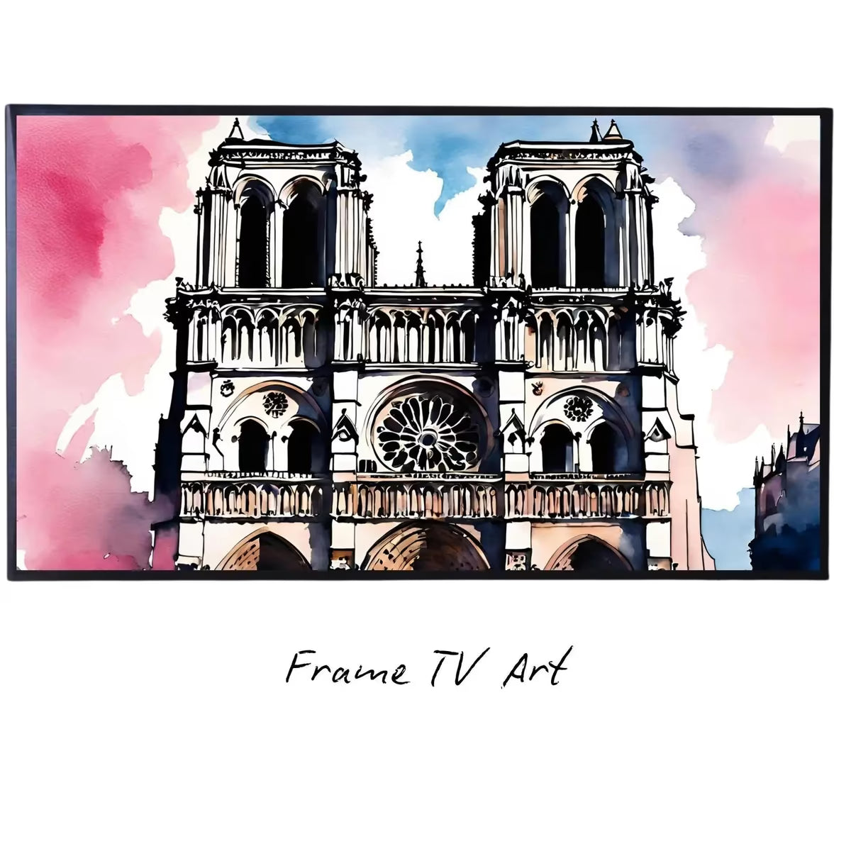 Notre Dame Art For Samsung Frame TV I Abstract Wall Decor For Frame TV I Colorful Watercolor Design 4K Artwork – Frame TV  Art