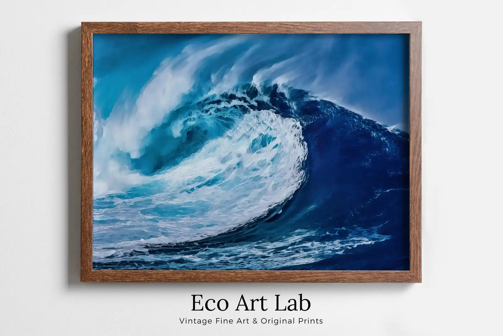 Framed view of Ocean Wave Printable Wall Art. Sea Waves Print Instant Download Ocean Wall Art. Coastal Wall Art Print Nautical Decor Ocean Digital Painting – printable wall art digital download.