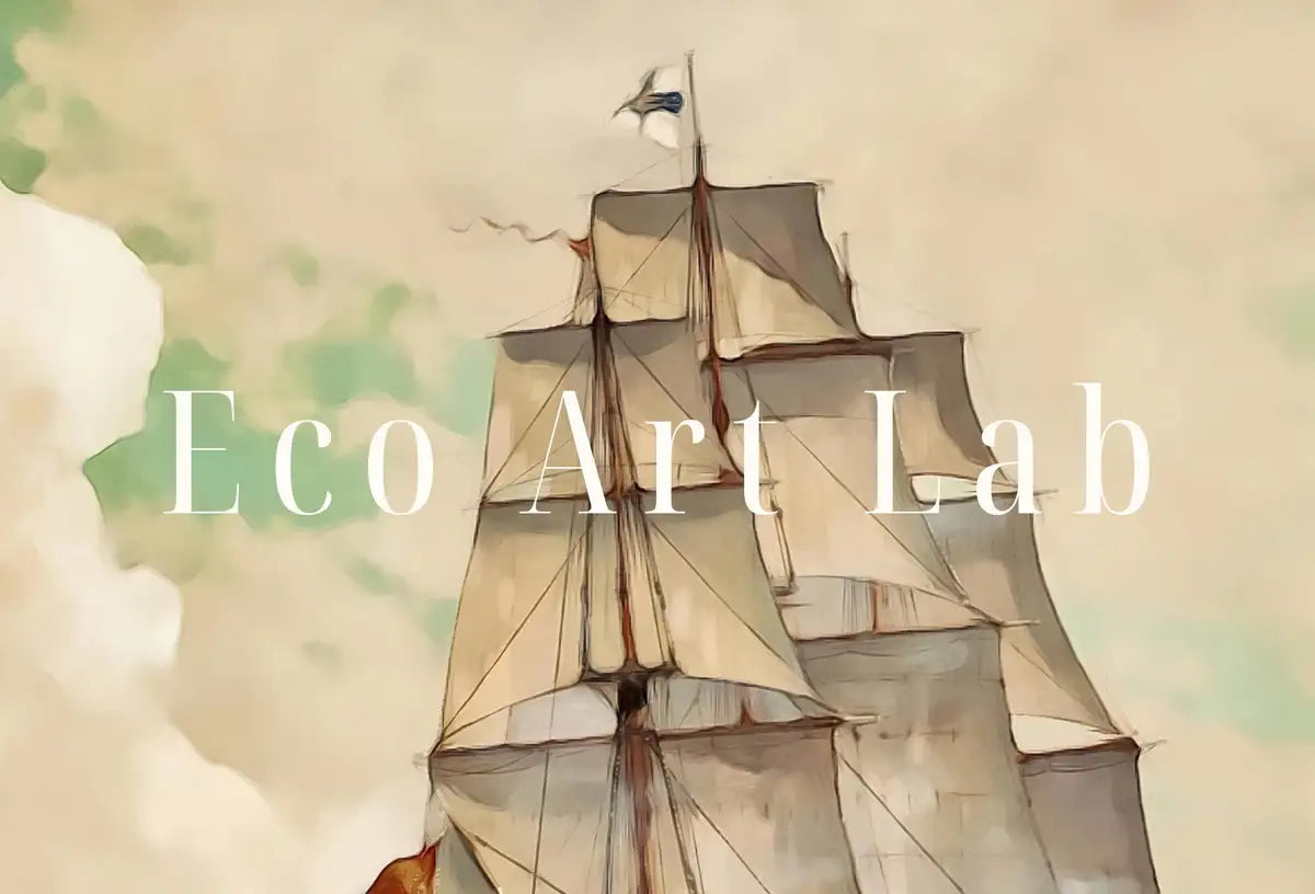 Detail view of artwork from Old Sailing Ship at Full Sail. Printable Wall Art. Digital Print, Nautical Wall Decor, Sailboat Print. Vintage Wall Art Prints. Boat Print. (variation 2)
