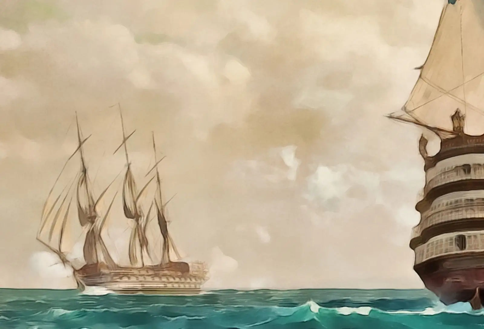 Detail view of artwork from Old Sailing Ship at Full Sail, Sailboat Print, Printable Wall Art Prints, Digital Print, Nautical Wall Decor, Vintage Wall Art, Boat Print. (variation 1)