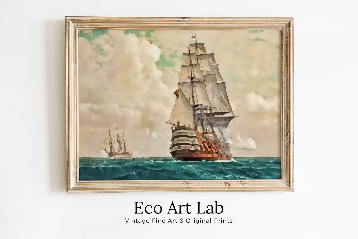 Old Sailing Ship at Full Sail, Sailboat Print, Printable Wall Art Prints, Digital Print, Nautical Wall Decor, Vintage Wall Art, Boat Print – Printable Wall Art