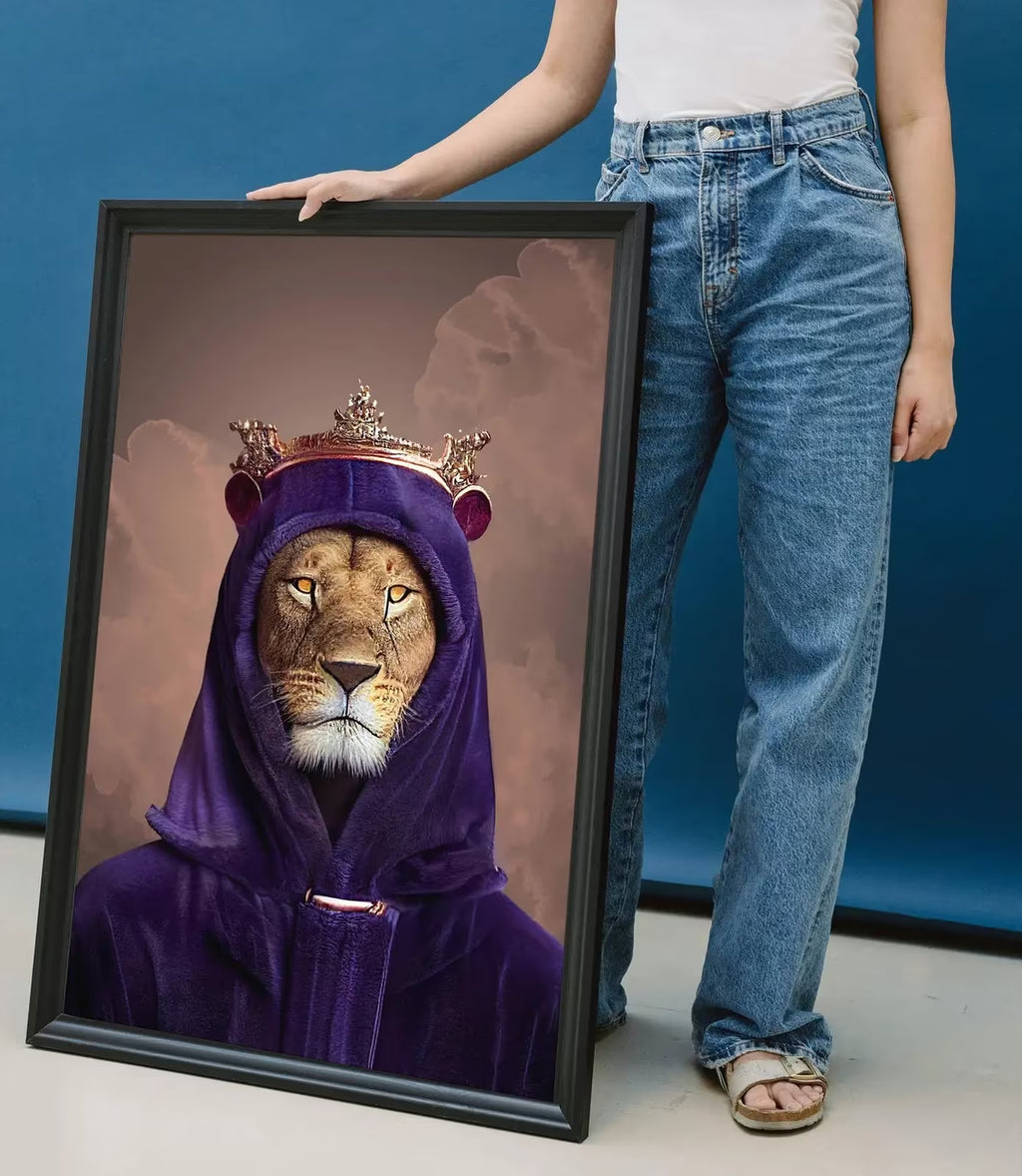 Original King Lion Digital Art Print. Printable Wall Art. Modern Lion Artwork. Instant Download. Contemporary Animal Poster. Lion Portrait – Printable Wall Art