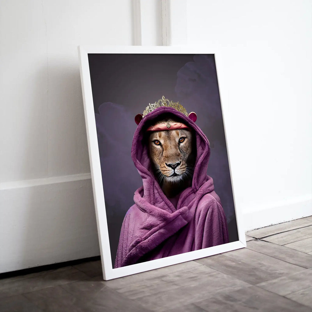 Detail view of artwork from Original Queen Lioness Digital Art Print. Printable Wall Art. Modern Lioness Artwork. Instant Download. Contemporary Poster Lioness Portrait. (variation 1)
