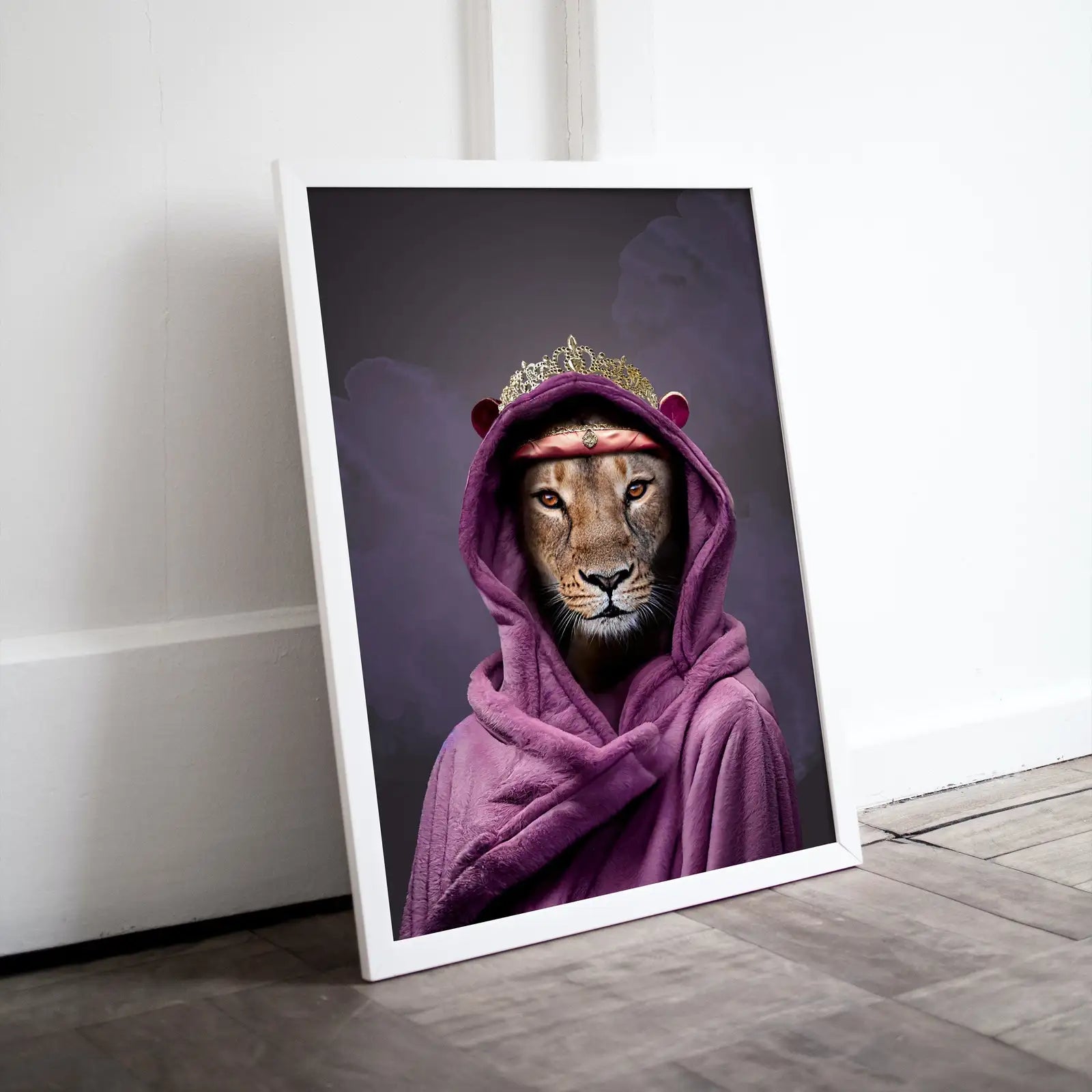Detail view of artwork from Original Queen Lioness Digital Art Print. Printable Wall Art. Modern Lioness Artwork. Instant Download. Contemporary Poster Lioness Portrait. (variation 1)