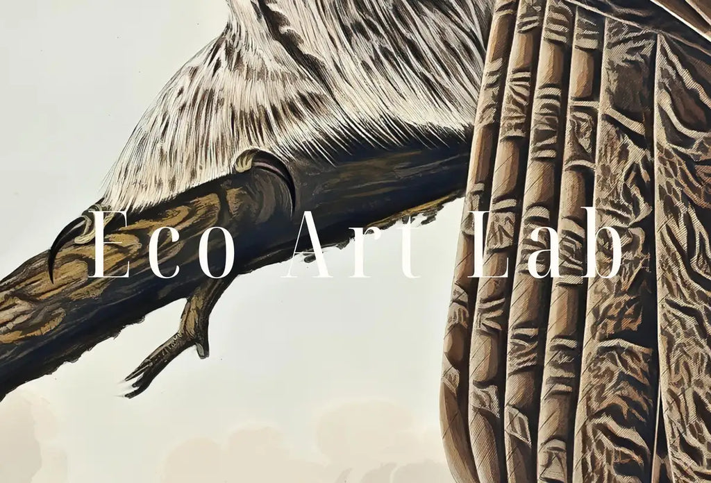 Detail view of artwork from Owl Painting Vintage Illustration Art Poster. Instant Download Owl on Tree Branch Owl Print. Printable Owl Art. Antique Owl Painting. (variation 2)