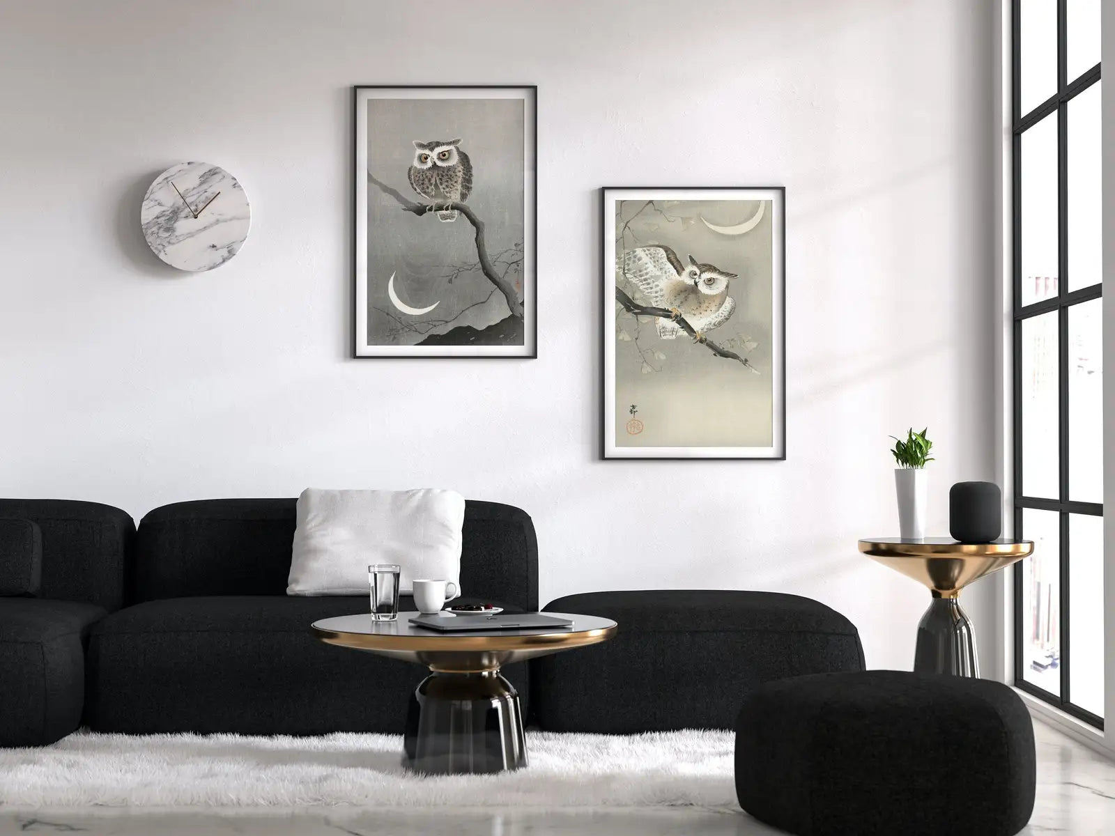 Owl Paintings Vintage Japanese Art Posters. Set of 2 Prints Instant Download Owl on Branch Japanese Owl Painting. Printable Japanese Owl Art – Printable Wall Art Set (Digital Download) – Digital Download