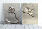Owl Paintings Vintage Japanese Art Posters. Set of 2 Prints Instant Download Owl on Branch Japanese Owl Painting. Printable Japanese Owl Art – Printable Wall Art Set