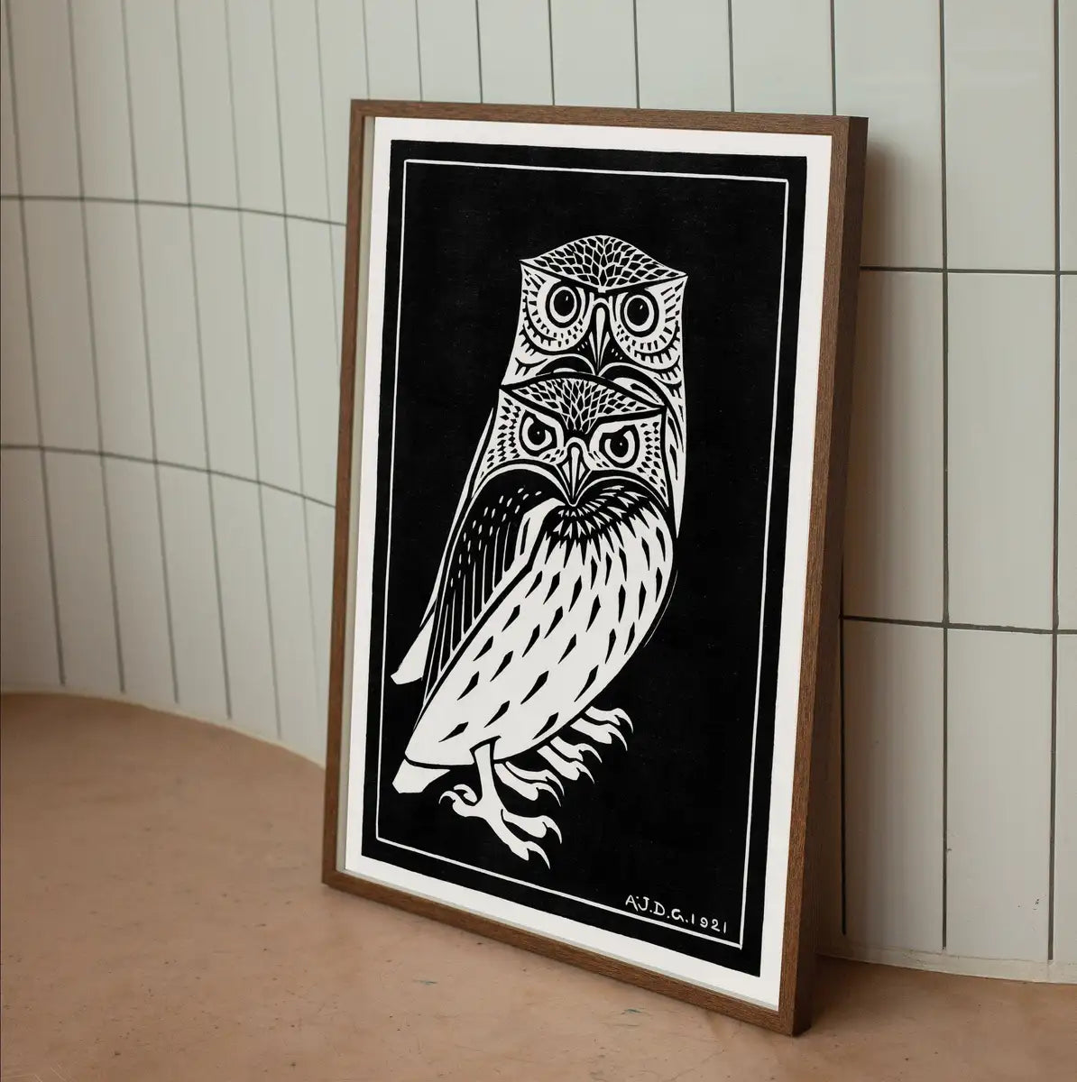 Detail view of artwork from Owls Painting Vintage Art Nouveau Print Wall Art. Instant Download Vintage Owl Poster Julie De Graag Printable Wall Art. Art Nouveau Poster. (variation 2)